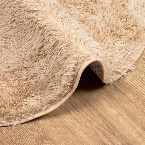 vidaXL Flossteppe med lang luv NAVARRA beige 200x200 cm polyester