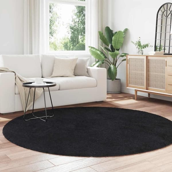 vidaXL Flossteppe med lang luv NAVARRA svart 200x200 cm polyester