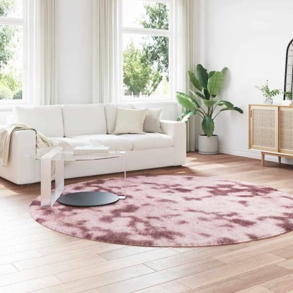 vidaXL shaggy gulvtæppe NAVARRA 240x240 cm høje luv støvet rosa