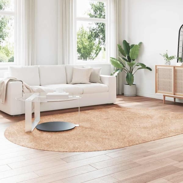 vidaXL shaggy gulvtæppe NAVARRA 300x200 cm høje luv polyester beige