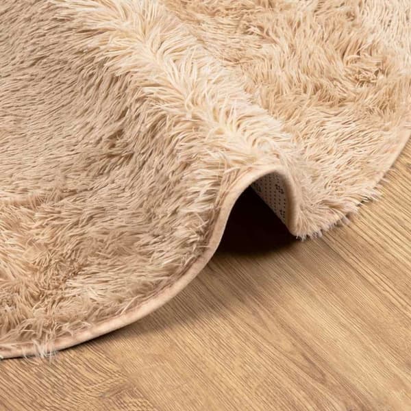 vidaXL shaggy gulvtæppe NAVARRA 300x200 cm høje luv polyester beige