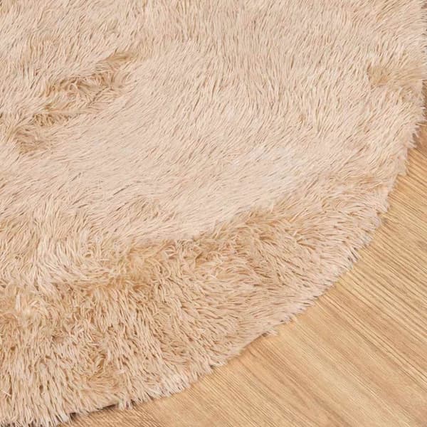vidaXL shaggy gulvtæppe NAVARRA 240x240 cm høje luv polyester beige