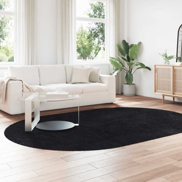 vidaXL Flossteppe med lang luv NAVARRA svart 300x200 cm polyester