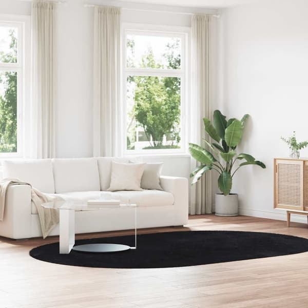 vidaXL Flossteppe med lang luv NAVARRA svart 300x200 cm polyester