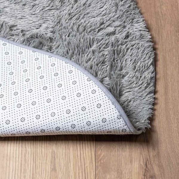 vidaXL Flossteppe med lang luv NAVARRA sølvgrå 200x200 cm polyester