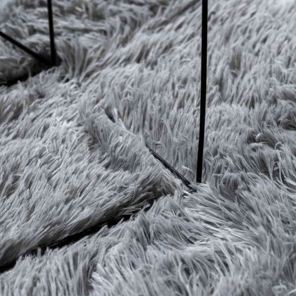 vidaXL Flossteppe med lang luv NAVARRA sølvgrå 200x200 cm polyester