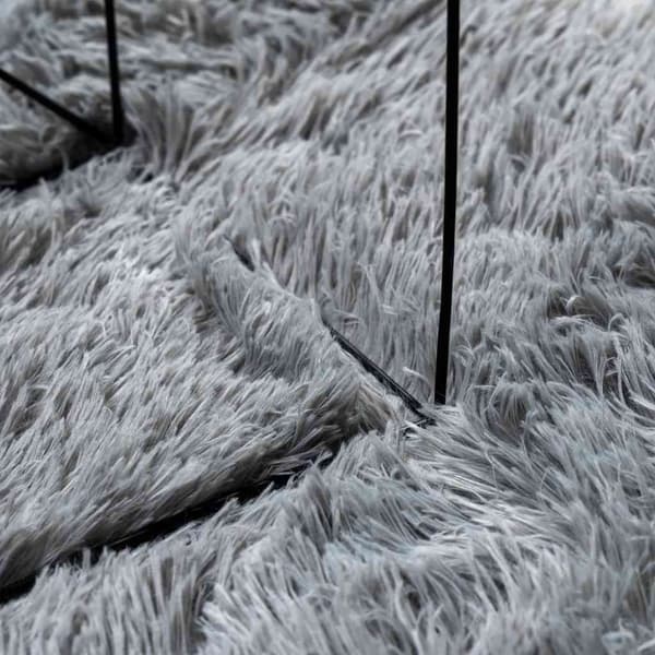 vidaXL Flossteppe med lang luv NAVARRA sølvgrå 300x200 cm polyester