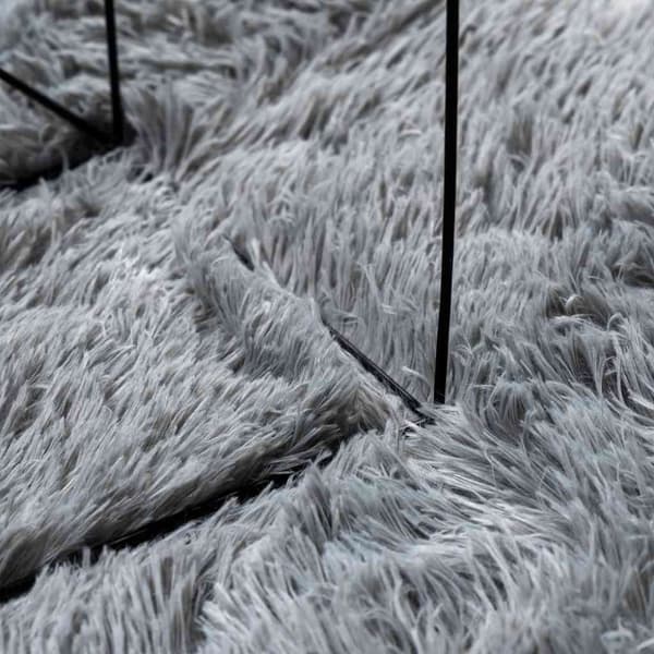 vidaXL Flossteppe med lang luv NAVARRA sølvgrå 240x240 cm polyester