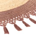 Miniatyrbilde 6 av 8: Teppe Beige Brun Jute ø 140 cm Rund form Håndlaget Flettet Naturlig materiale Bohemsk og rustikk stil Gulvteppe