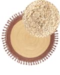 Miniatyrbilde 1 av 8: Teppe Beige Brun Jute ø 140 cm Rund form Håndlaget Flettet Naturlig materiale Bohemsk og rustikk stil Gulvteppe