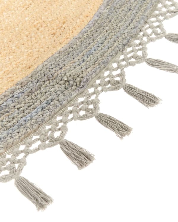 Teppe Beige Grå Jute ø 200 cm Rund form Håndlaget Flettet Naturlig materiale Bohemsk og rustikk stil Gulvteppe