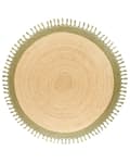 Miniatyrbillede 4 af 8: Gulvtæppe Beige Grøn Jute ø 200 cm Rund Natur Tæppe Mønster Rustik Boho Stil Fladvævet Flettet til Stuen Entré Indretning Tilbehør