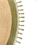 Miniatyrbillede 5 af 8: Gulvtæppe Beige Grøn Jute ø 200 cm Rund Natur Tæppe Mønster Rustik Boho Stil Fladvævet Flettet til Stuen Entré Indretning Tilbehør