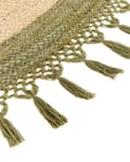 Miniatyrbillede 6 af 8: Gulvtæppe Beige Grøn Jute ø 200 cm Rund Natur Tæppe Mønster Rustik Boho Stil Fladvævet Flettet til Stuen Entré Indretning Tilbehør