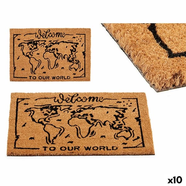Dörrmatta World Tryck PVC Kokosfiber 40 x 2 x 60 cm (10 antal)