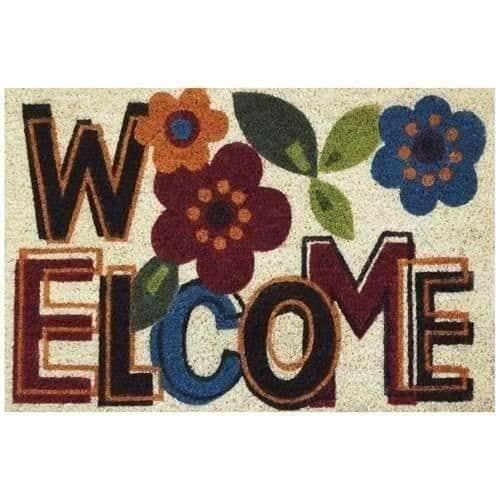 IDMAT Kokosmatta blekt/PVC - 40 x 60 cm - Välkommen Blomma
