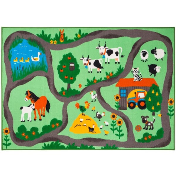 Rootz Lasten Rug Street Farm - Lasten matto - Play Mat - kannustaa mielikuvituksellista leikkiä - 150 cm x 80 cm x 0,45 cm