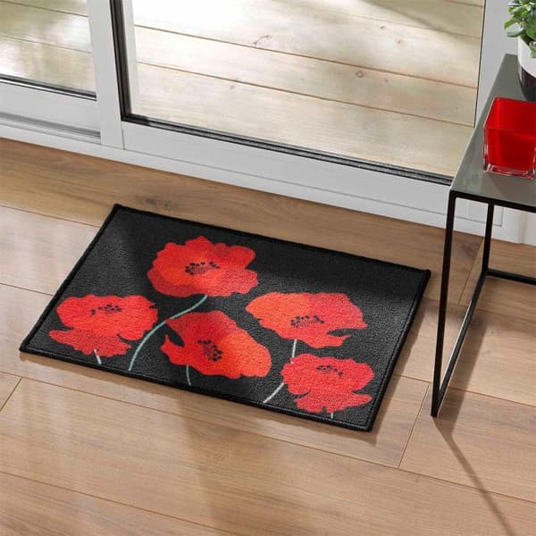 Dekorativ Mat Tryckt "Poppel" 40x60cm Svart &amp; Röd