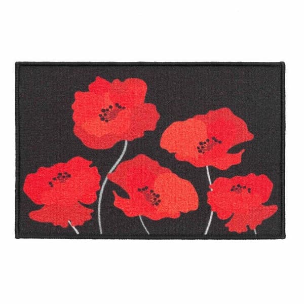 Dekorativ Mat Tryckt "Poppel" 40x60cm Svart &amp; Röd
