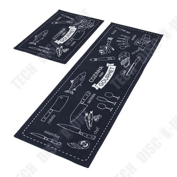 TD® Set med 2 köksmattor - blå - 40 x 60 cm och 40 x 120 cm inredning kök vardagsrum matsal halkfritt