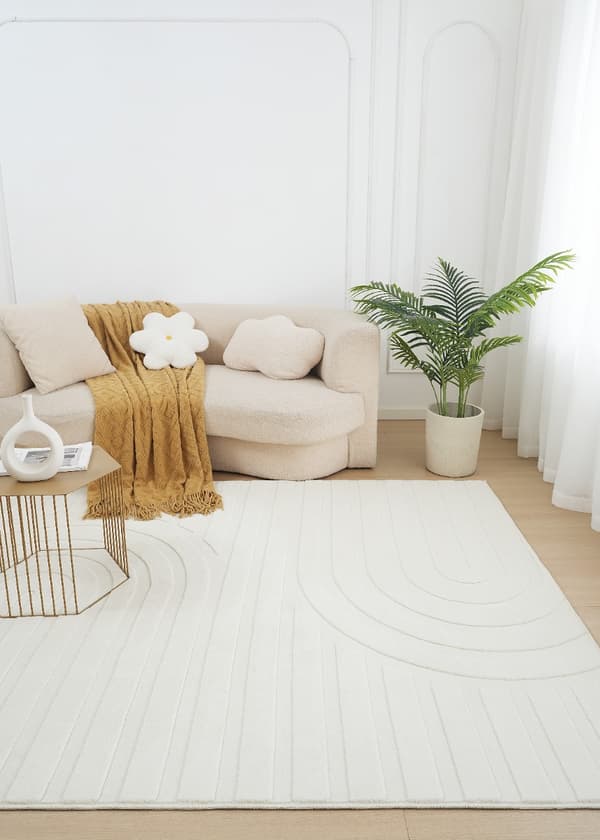 Tvättbar Mjuk Ryamatta Fuzzy Lumo Offwhite