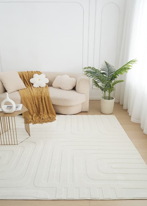 Tvättbar Mjuk Ryamatta Fuzzy Vega Offwhite