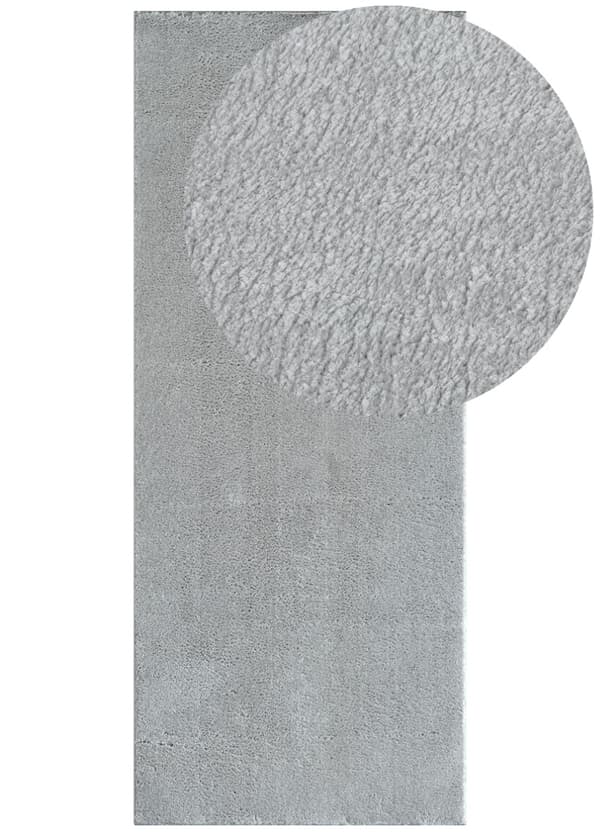 Tvättbar Mjuk Ryamatta Cloudy Silver Silver 80x300 cm