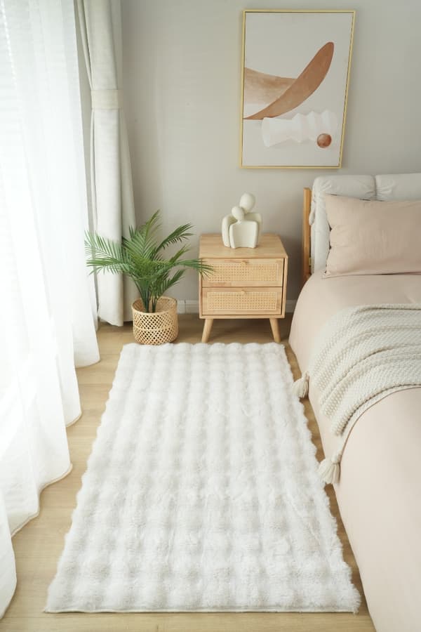 Tvättbar Pälsmatta Rabbit Bubble Offwhite