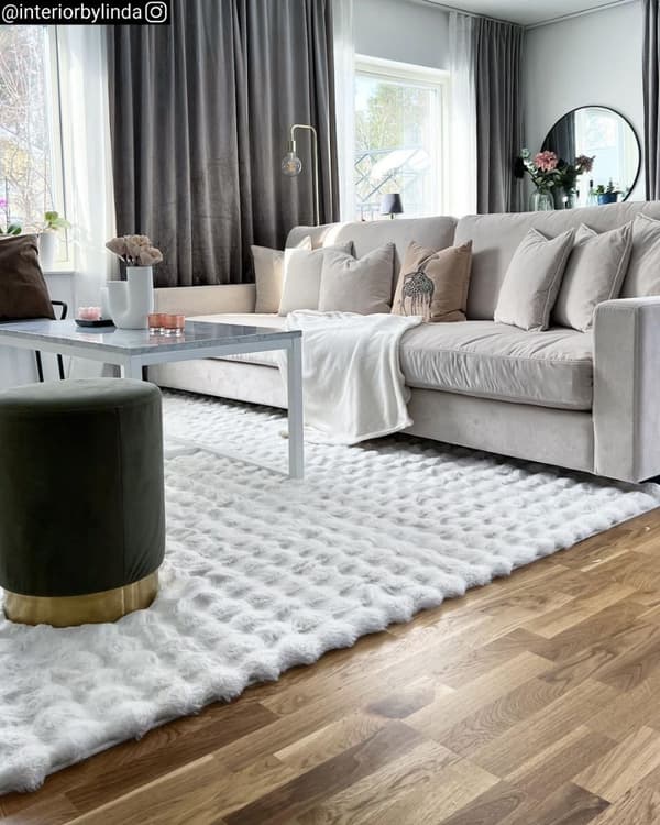 Tvättbar Pälsmatta Rabbit Bubble Offwhite