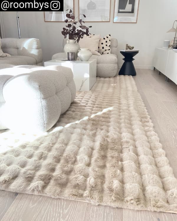 Tvättbar Pälsmatta Rabbit Bubble Ljusbeige