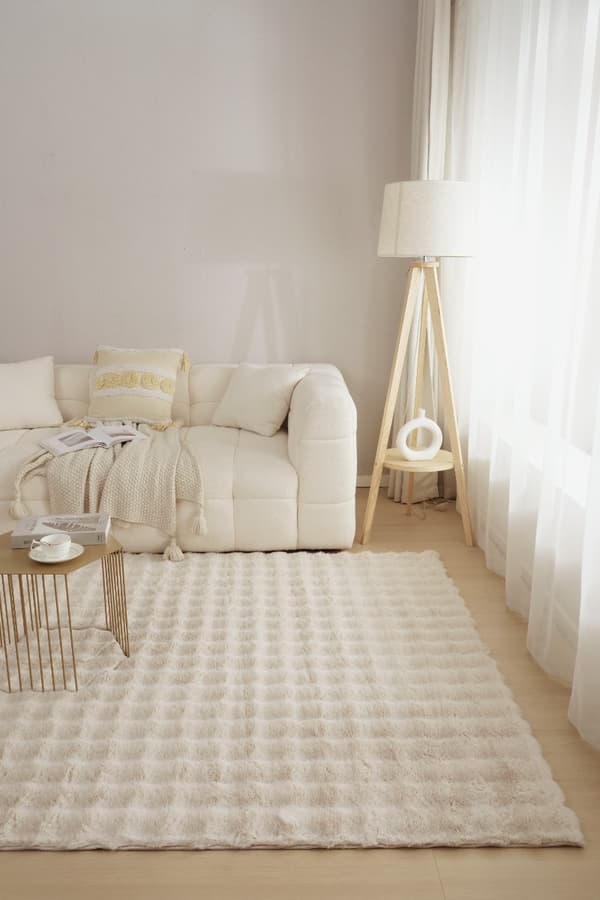 Tvättbar Pälsmatta Rabbit Bubble Ljusbeige