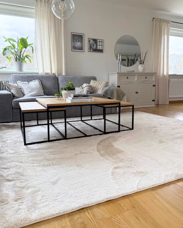 Tvättbar Mjuk Ryamatta Fluffy Beige