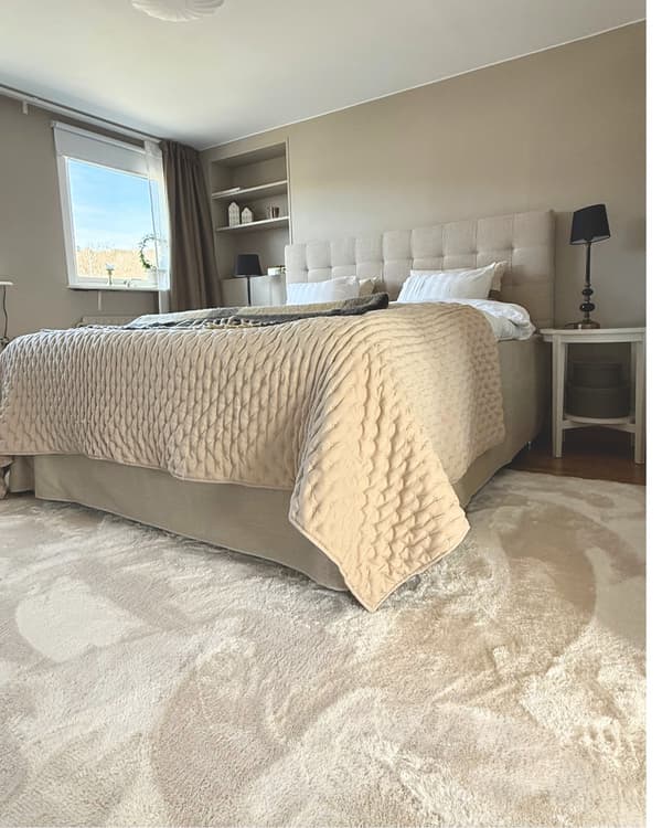 Tvättbar Mjuk Ryamatta Fluffy Beige
