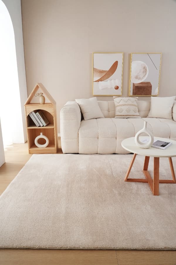 Tvättbar Mjuk Ryamatta Fluffy Beige
