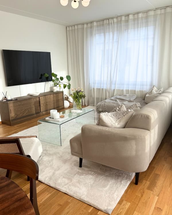Tvättbar Mjuk Ryamatta Fluffy Offwhite