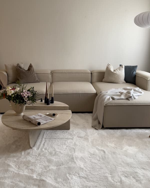 Tvättbar Mjuk Ryamatta Fluffy Offwhite
