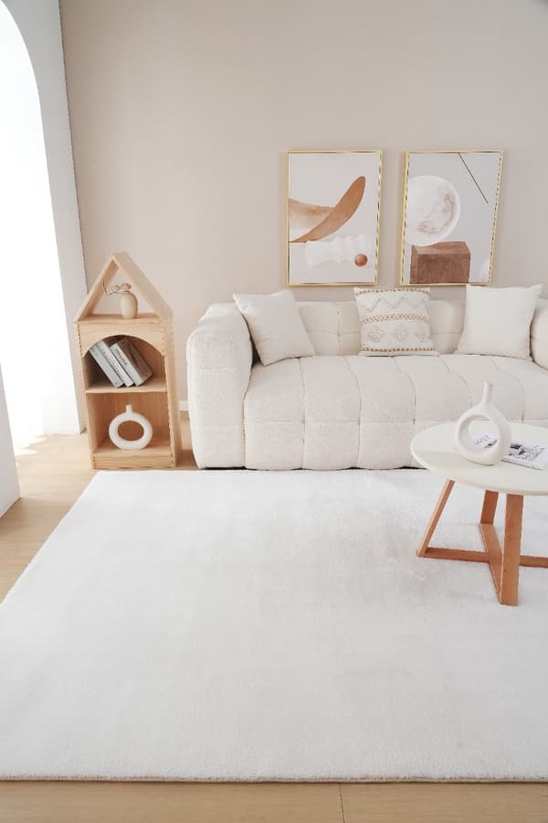Tvättbar Mjuk Ryamatta Fluffy Offwhite