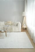 Miniatyrbild 2 av 11: Tvättbar Pälsmatta Rabbit Stripe Offwhite