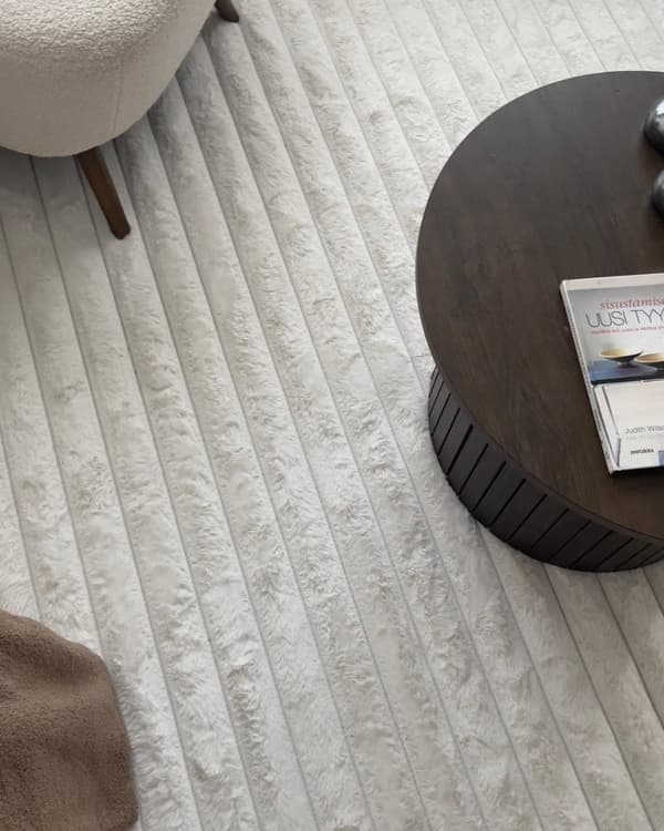 Tvättbar Pälsmatta Rabbit Stripe Offwhite