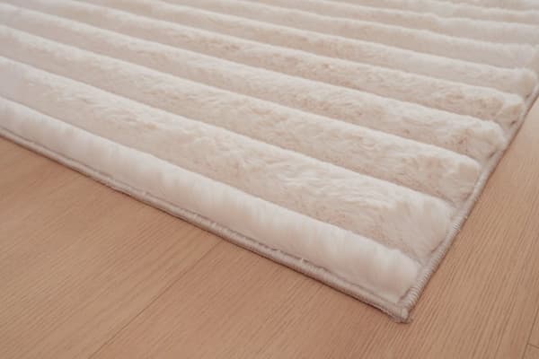 Tvättbar Pälsmatta Rabbit Stripe Ljusbeige