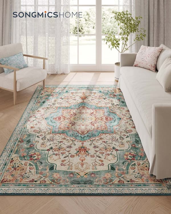 Vintage -matto 160 x 230 cm pörröinen akvamariini sininen