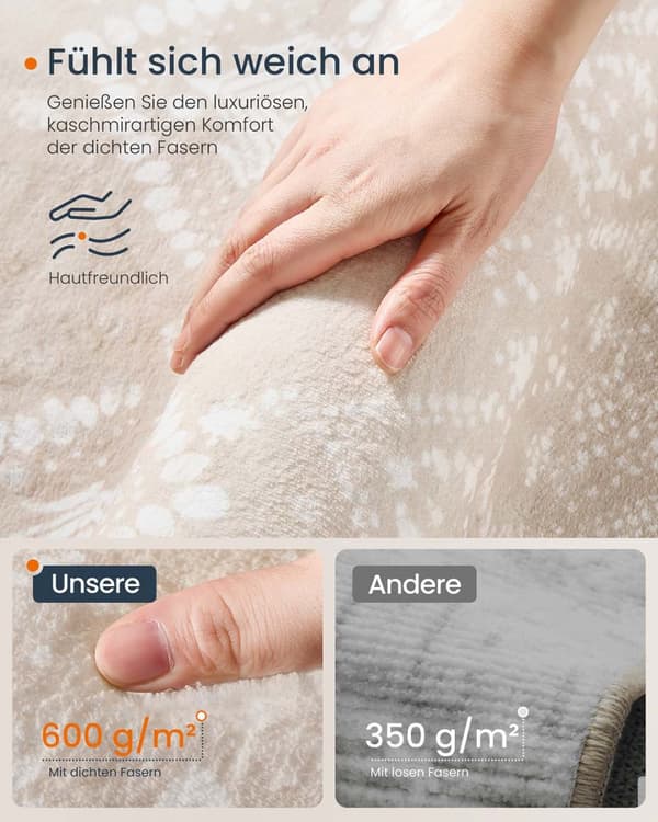 Boho Rug 140 x 200 cm fluffig cappuccino beige
