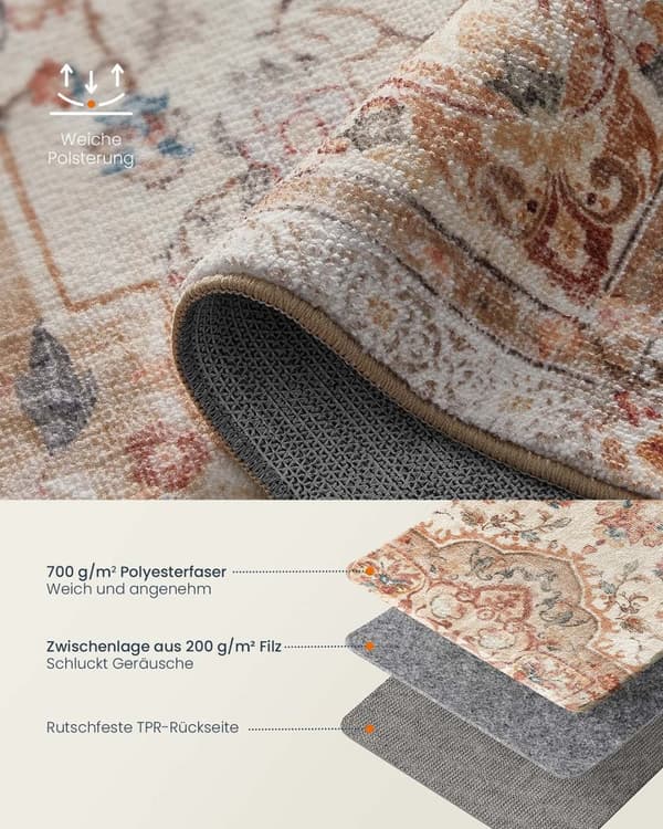 Vintage -matto 160 x 230 cm fluffy cappuccino beige