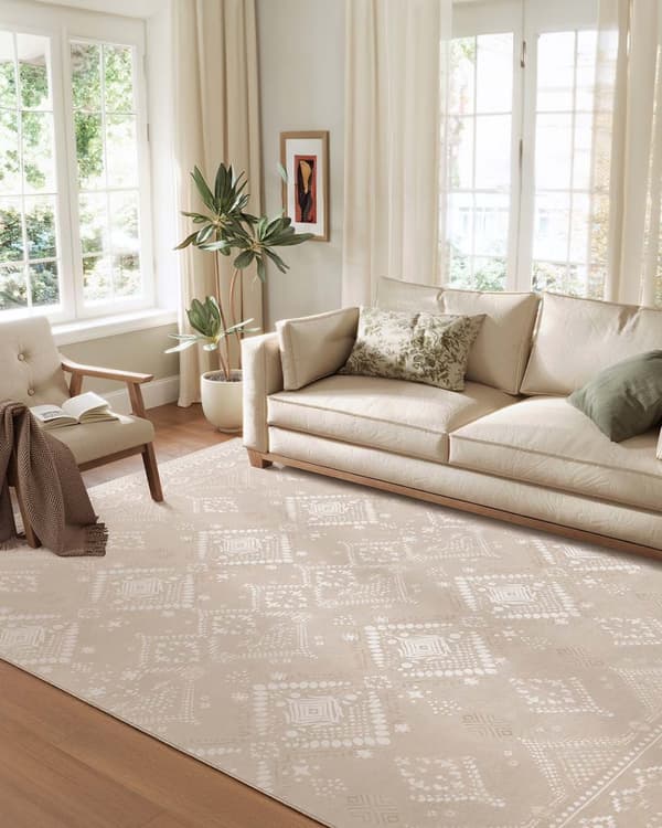 Boho Rug 200 x 290 cm fluffy cappuccino beige