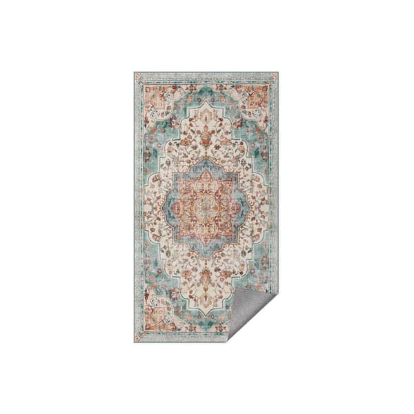 Vintage matto 80 x 150 cm pörröinen akvamariini sininen