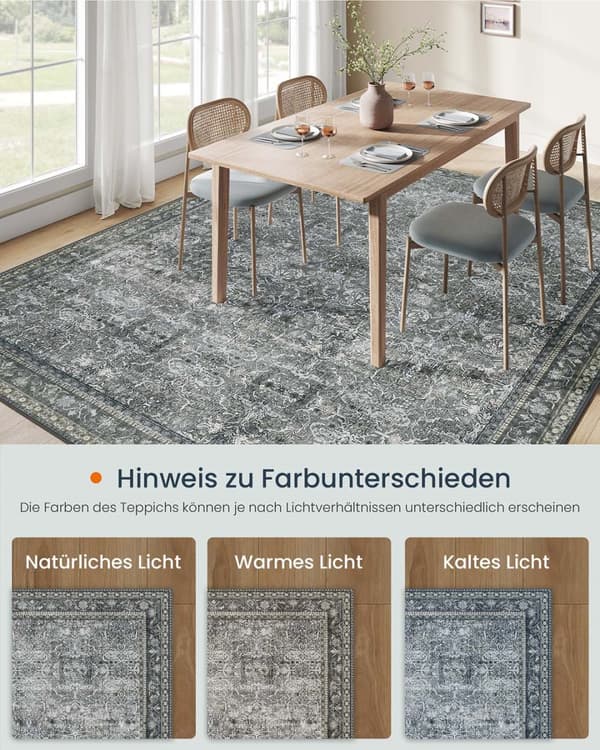Vloerkleed in vintage stijl 160 x 230 cm machinewasbaar leigrijs