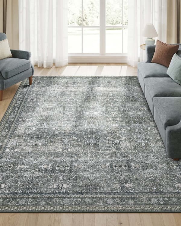 Vloerkleed in vintage stijl 160 x 230 cm machinewasbaar leigrijs