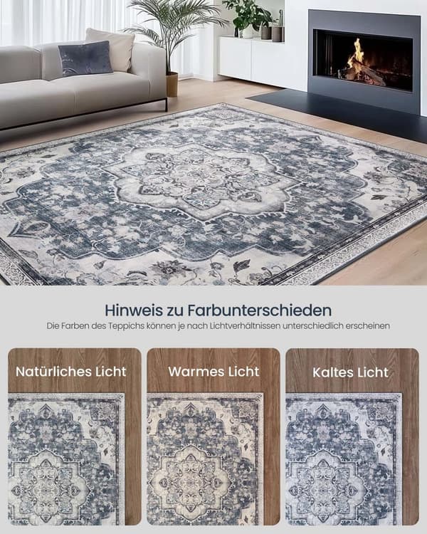Vintage vloerkleed 140 x 200 cm pluizig duifgrijs