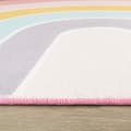 Miniatyrbild 3 av 5: Round Kids Rug - Modern Short Pile - Mjuk, hållbar och tvättbar - Rainbow Motiv