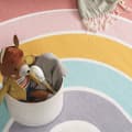 Miniatyrbild 2 av 5: Round Kids Rug - Modern Short Pile - Mjuk, hållbar och tvättbar - Rainbow Motiv